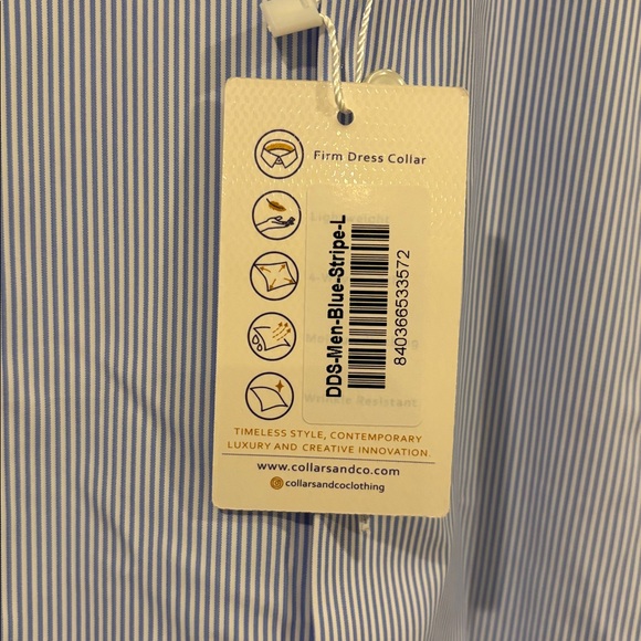 Collars & Co Mens Quattro Flex Dress Shirt with Semi Spread Collar Large - Picture 4 of 9